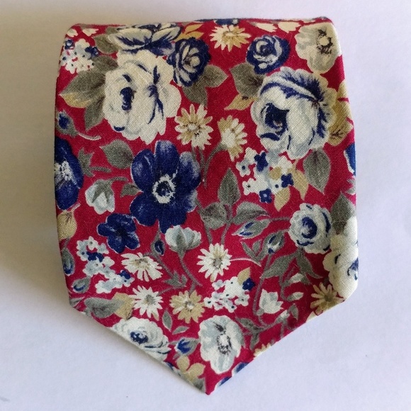Natural Assets Men's Tie - Red Floral - Picture 1 of 2